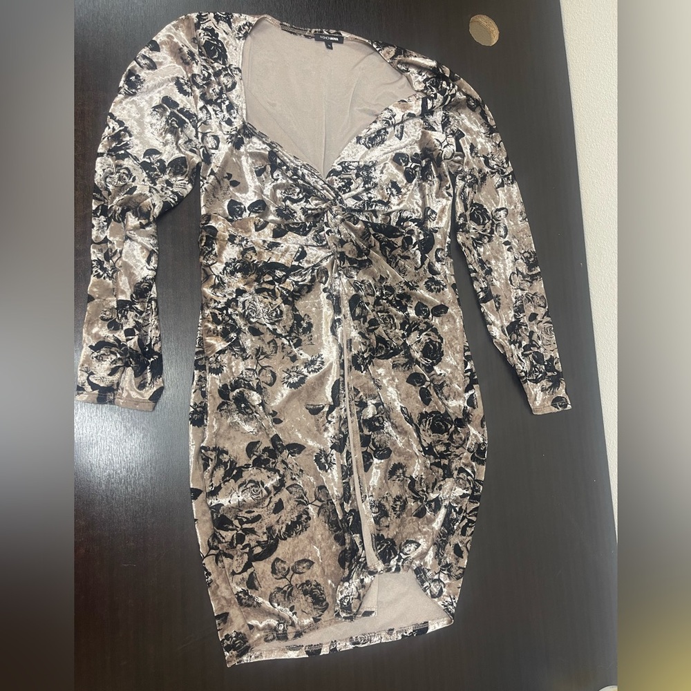 Fashion Nova Black/Taupe Party Dress